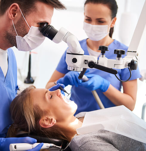 dentist working on patient